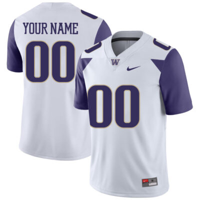 Custom Washington Huskies Football White Away Jersey - All Stitched