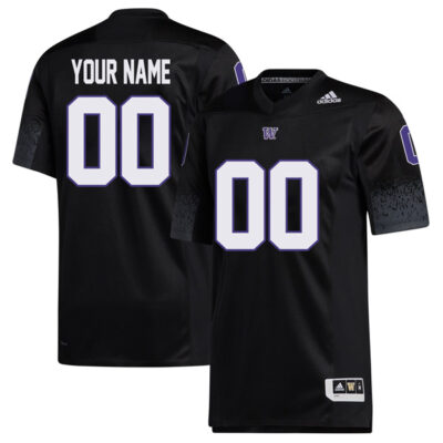 Custom Washington Huskies Football Black Premier Strategy Jersey - All Stitched