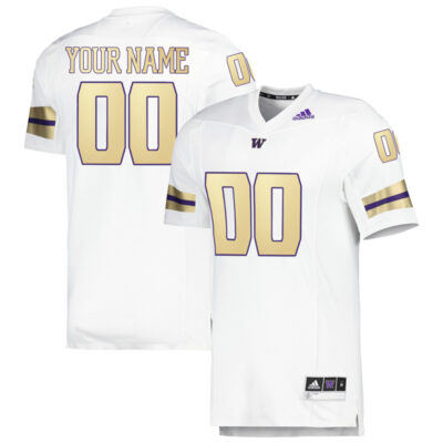Custom Washington Huskies Football White Premier Strategy Jersey - All Stitched