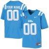 Custom Ole Miss Rebels College Football Game Powder Blue Jersey - All Stitched