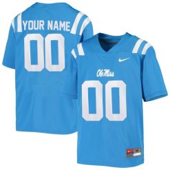 Custom Ole Miss Rebels Football Powder Blue Alternate Jersey - All Stitched