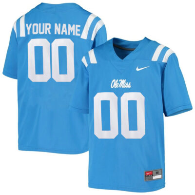 Custom Ole Miss Rebels Football Powder Blue Alternate Jersey - All Stitched