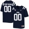 Custom Ole Miss Rebels College Football Game Navy Jersey - All Stitched