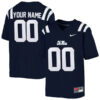 Custom Ole Miss Rebels Football Navy Blue Home Jersey - All Stitched