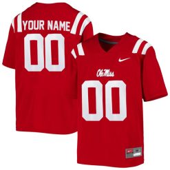 Custom Ole Miss Rebels Football Red Alternate Jersey - All Stitched
