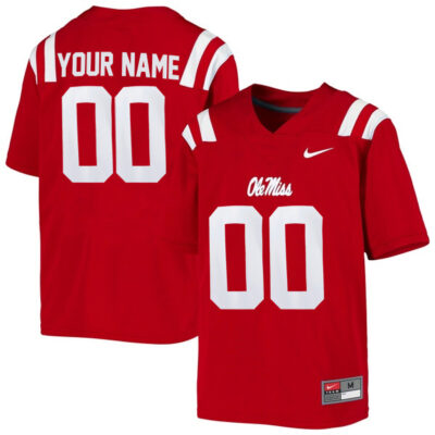 Custom Ole Miss Rebels Football Red Alternate Jersey - All Stitched