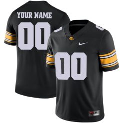 Custom Iowa Hawkeyes Football Black Home Game Jersey - All Stitched