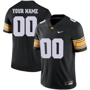 Custom Iowa Hawkeyes Football Black Home Game Jersey - All Stitched