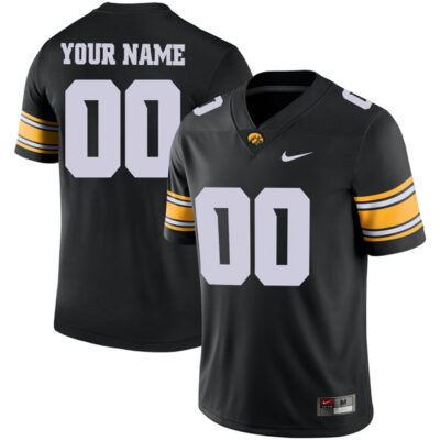 Custom Iowa Hawkeyes Football Black Home Game Jersey - All Stitched