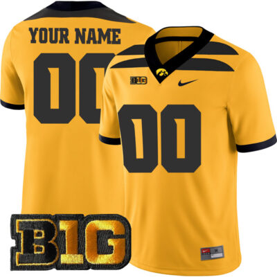 Custom Iowa Hawkeyes College Football Gold Game Jersey - All Stitched