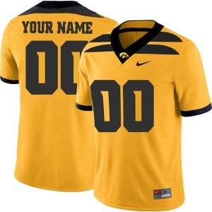 Custom Iowa Hawkeyes Football Gold Alternate Game Jersey - All Stitched
