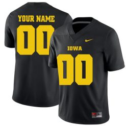 Custom Iowa Hawkeyes Football Black Alternate Game Jersey - All Stitched
