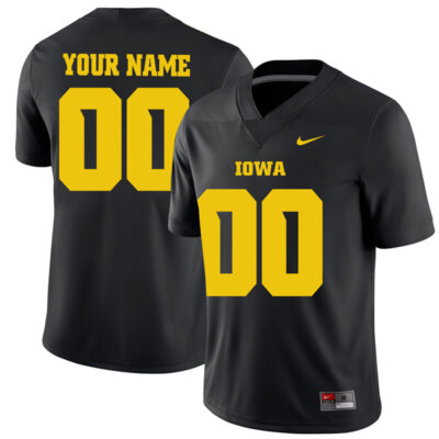 Custom Iowa Hawkeyes Football Black Alternate Game Jersey - All Stitched