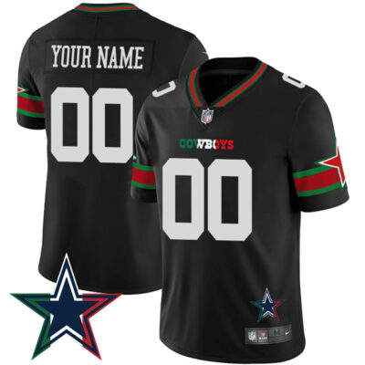 Dallas Cowboys Mexico Edition Custom Black Jersey - All Stitched