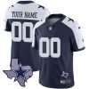 Dallas Cowboys Navy Custom Jersey w/ Texas State Patch - All Stitched