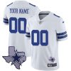 Dallas Cowboys White Custom Jersey w/ Texas State Patch - All Stitched