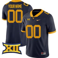 Custom West Virginia Mountaineers Football Stitched Jersey - Navy