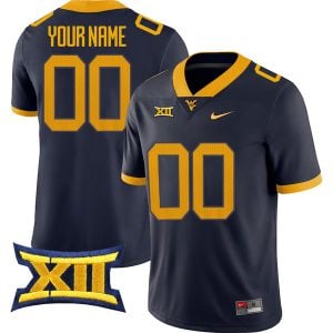 Custom West Virginia Mountaineers Football Stitched Jersey - Navy