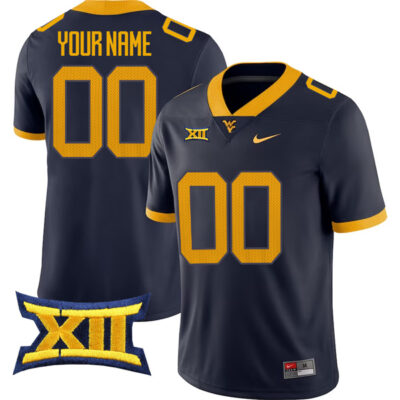Custom West Virginia Mountaineers Football Stitched Jersey - Navy