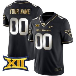 West Virginia Mountaineers College Football Black Limited "Gold Series" Custom Jersey - All Stitched