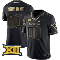 West Virginia Mountaineers College Football Black Gold "Gold Series" Custom Jersey - All Stitched