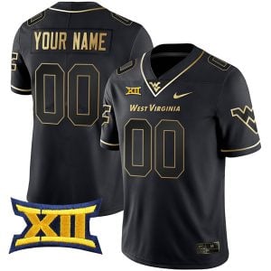 West Virginia Mountaineers College Football Black Gold "Gold Series" Custom Jersey - All Stitched