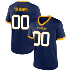 Custom West Virginia Mountaineers Football Navy Jersey - All Stitched