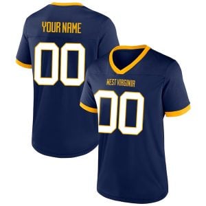 Custom West Virginia Mountaineers Football Navy Jersey - All Stitched