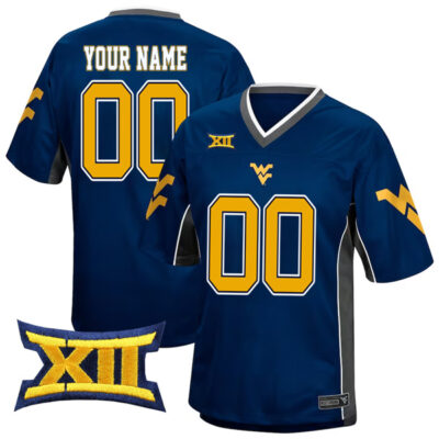 Custom West Virginia Mountaineers Football Game Day Stitched Jersey - Navy