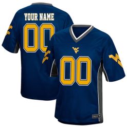 Custom West Virginia Mountaineers Football Navy Game Day Jersey - All Stitched