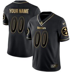 Pittsburgh Steelers Gold Series Black Custom Jersey - All Stitched