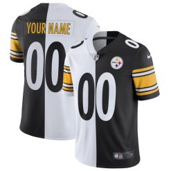 Pittsburgh Steelers Black White Split Custom Jersey - All Stitched