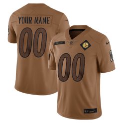 Custom Pittsburgh Steelers 2023 Salute To Service Brown Jersey - All Stitched