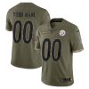 Custom Pittsburgh Steelers 2022 Salute To Service Olive Jersey - All Stitched