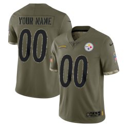 Custom Pittsburgh Steelers 2022 Salute To Service Olive Jersey - All Stitched