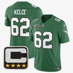 Jason Kelce Philadelphia Eagles Kelly Green Throwback F.U.S.E Limited Jersey - All Stitched