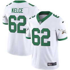 Alternative view of Jason Kelce Philadelphia Eagles White Throwback Vapor Limited Jersey - All Stitched