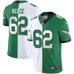 Alternative view of Jason Kelce Philadelphia Eagles White Green Split Throwback Vapor Limited Jersey - All Stitched