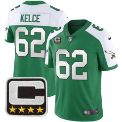 Jason Kelce Philadelphia Eagles Green Reverse Throwback Vapor Limited Jersey - All Stitched