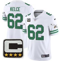 Jason Kelce Philadelphia Eagles Throwback Series White Jersey - All Stitched