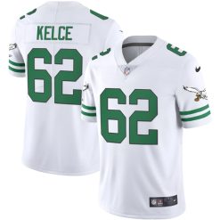 Alternative view of Jason Kelce Philadelphia Eagles Throwback Series White Jersey - All Stitched