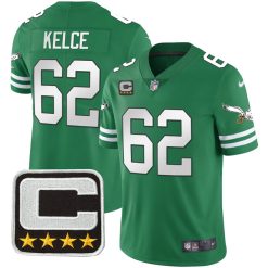 Jason Kelce Philadelphia Eagles Kelly Green Throwback Series Jersey - All Stitched