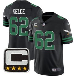 Jason Kelce Philadelphia Eagles Throwback Series Black Jersey - All Stitched