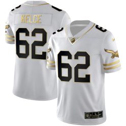 Alternative view of Jason Kelce Philadelphia Eagles Throwback Gold Series White Gold Jersey - All Stitched