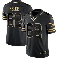 Alternative view of Jason Kelce Philadelphia Eagles Throwback Gold Series Black Gold Jersey - All Stitched