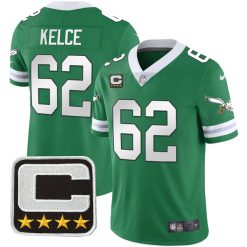 Jason Kelce Philadelphia Eagles Alternate Throwback Series Kelly Green Jersey - All Stitched