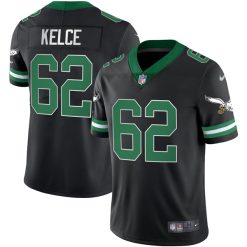 Alternative view of Jason Kelce Philadelphia Eagles Alternate Throwback Series Black Jersey - All Stitched