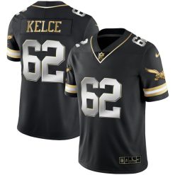 Alternative view of Jason Kelce Philadelphia Eagles Alternate Throwback Gold Series Black Limited Jersey - All Stitched