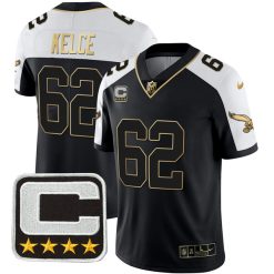 Jason Kelce Philadelphia Eagles Throwback Gold Series Alternate Black Gold Jersey - All Stitched
