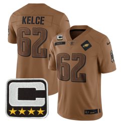 Jason Kelce Philadelphia Eagles 2023 Salute To Service Brown Jersey - All Stitched